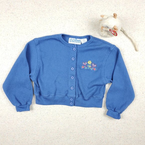 Vintage Waffle Knit Floral Top 4t - Picture 1 of 7